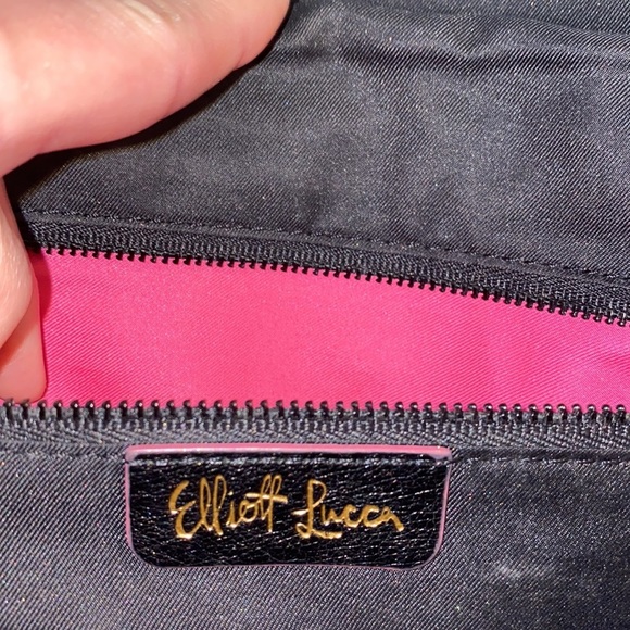 Elliott Lucca black clutch purse shoulder bag interior zipper pocket 11”x7”​ - Picture 5 of 14